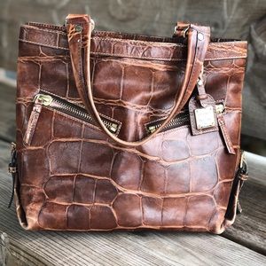 Dooney Crocodile Embossed Leather Sara Bag